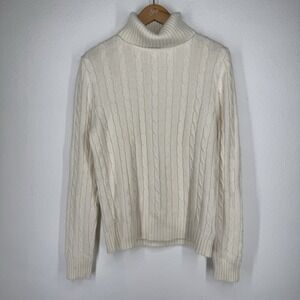 Vintage Fisherman 3D Cable Knit Sweater Womens M Cream All Over Angora Soft Long